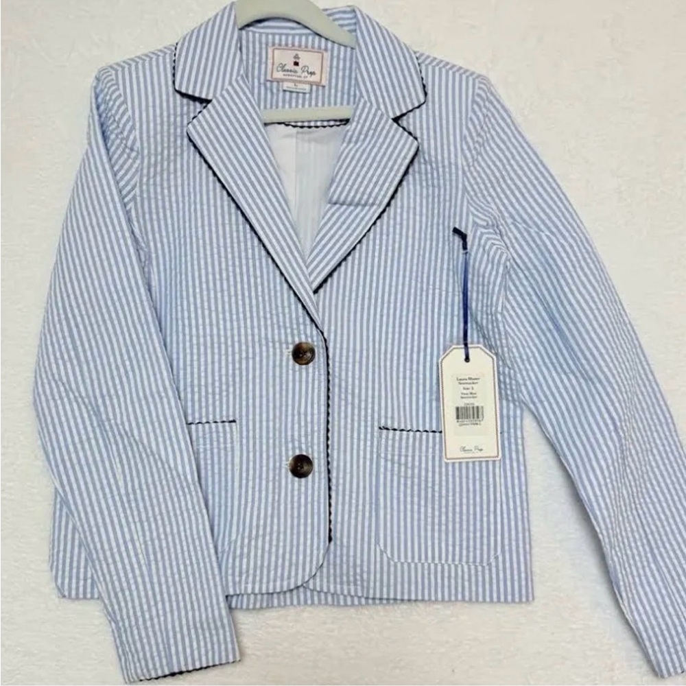 NWT SzL Classic Laura Seersucker Blazer